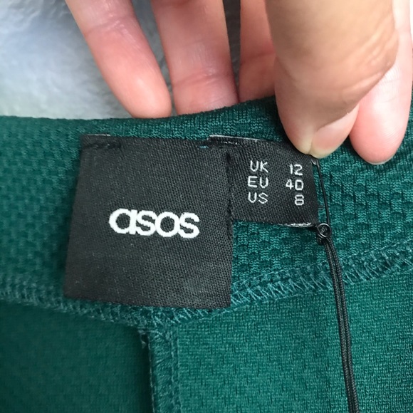 ASOS Green Waffle Knit Stretch Shift Dress Size 8 - Picture 2 of 4